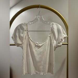 American Eagle Outfitters White Puff Sleeve Blouse